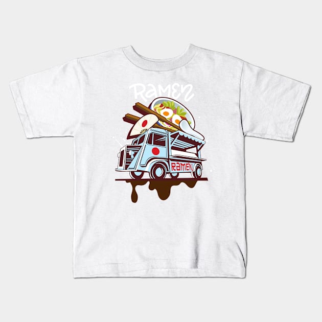 Cute Panda Eat Ramen Kids T-Shirt by Prossori